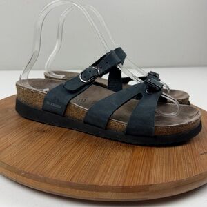 Mephisto Hannel Women's Black Strappy Cork Sandals with Buckles